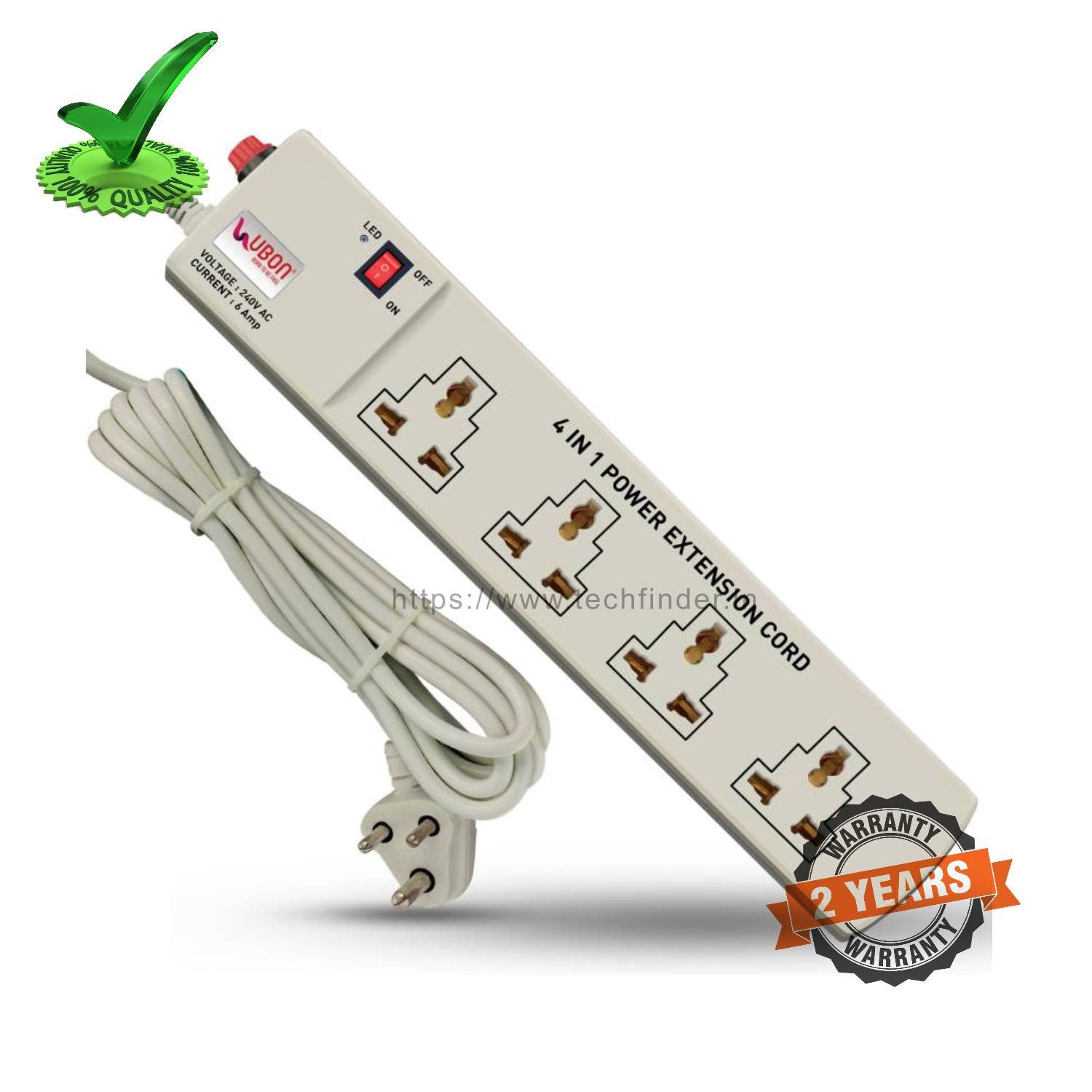 Ubon Ext-105 Universal 4 Socket 4.2mtr 6Amp Spike Guard Ubon Ext-105 Universal 4 Socket 4.2mtr 6Amp Spike Guard